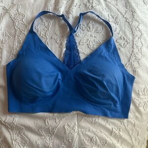 Victoria's Secret Blue Lace Trim Bra with Adjustable Racerback